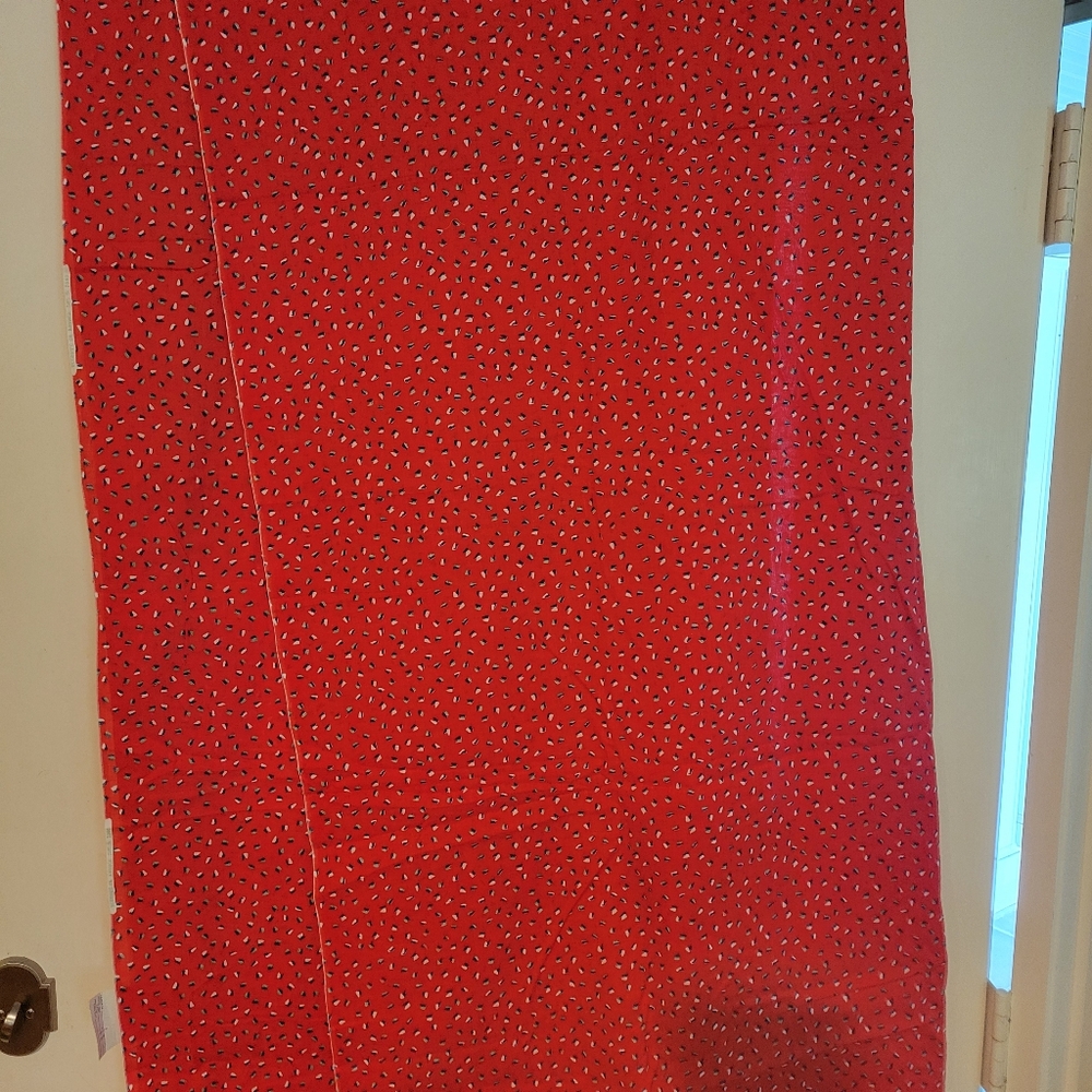 Vintage Fabric New Old Stock 4 yds x 45" Bright Red w/ Geometric Specs